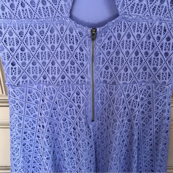 Xhileration Summer Dress Lavender Fit/Flare Cross Back SzM Over Lace Zipper - Picture 5 of 8